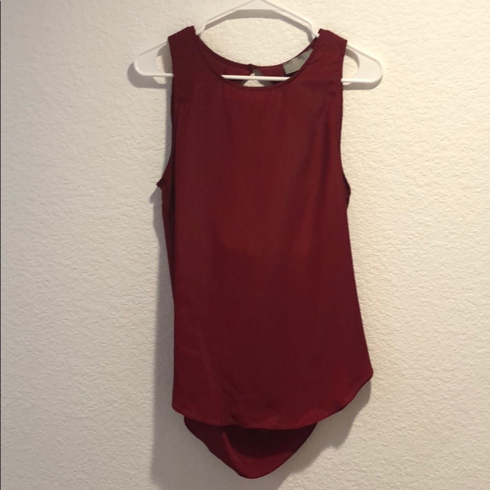 Ruby red festive top with back cut out